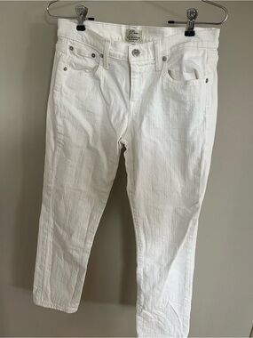J. Crew White Cropped Ankle Jeans - slim broken in boyfriend
